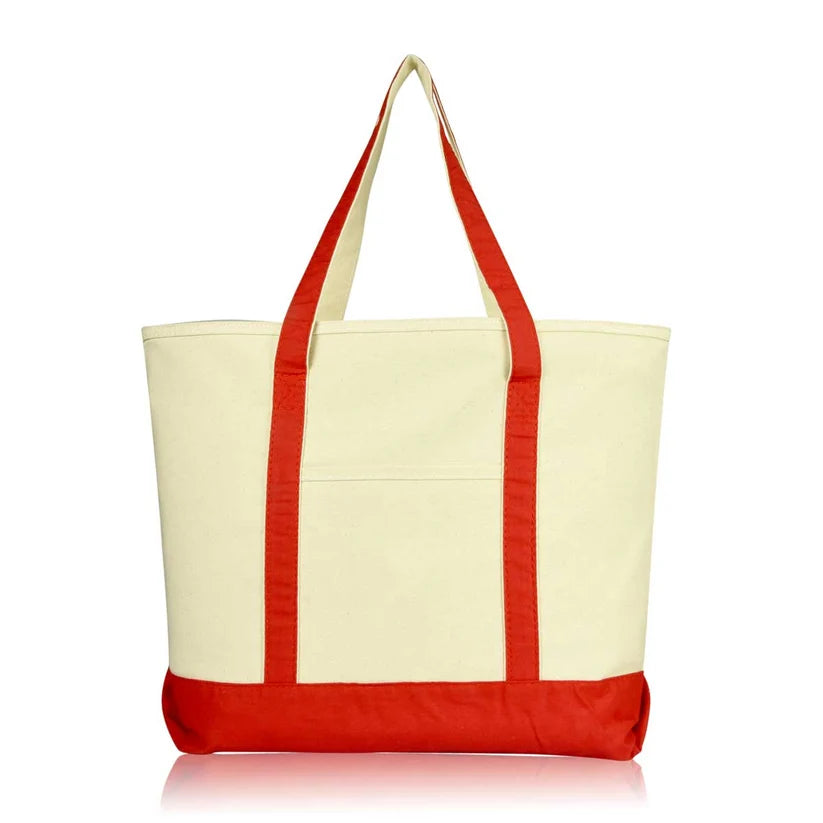 22" Cotton Canvas Tote Bag (Zippered Top)